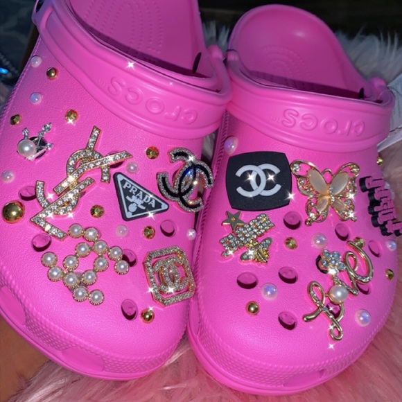 Sold‼️Pink size 8 custom crocs - Picture 1 of 3